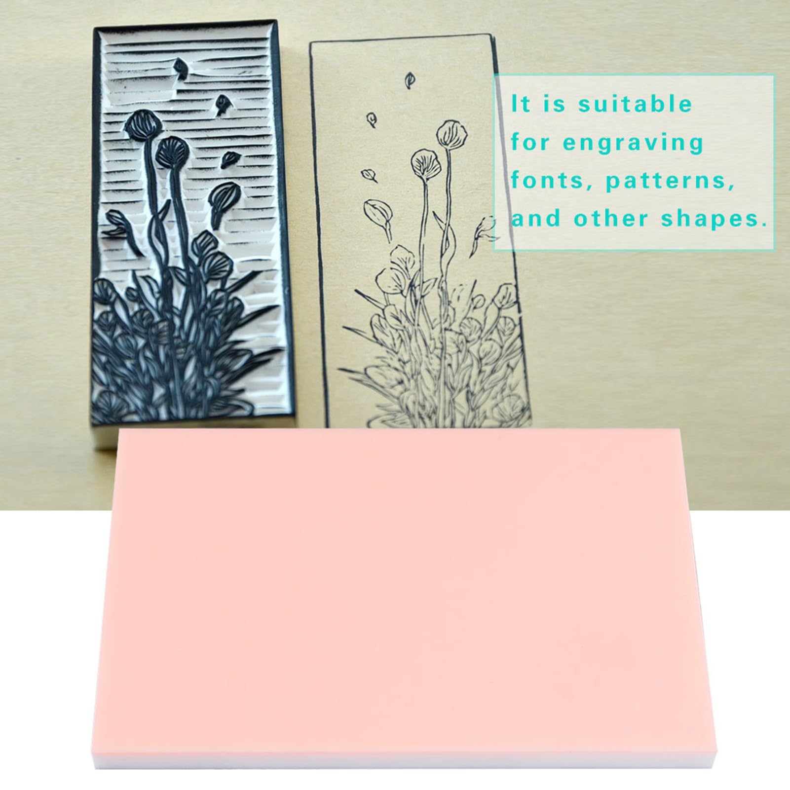 Gsycle Rubber Carving Block, Colored Sandwich Rubber Stamp Making Kit Soft Carving Blocks Linoleum Blocks for Printmaking, Engraving Crafts (Pink White)