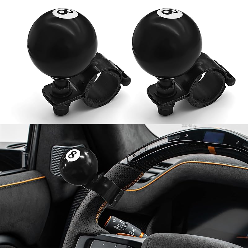 Kit com 2 Giradores de Volante 8-Ball HQRNYP em Resina e Ferro, Preto
