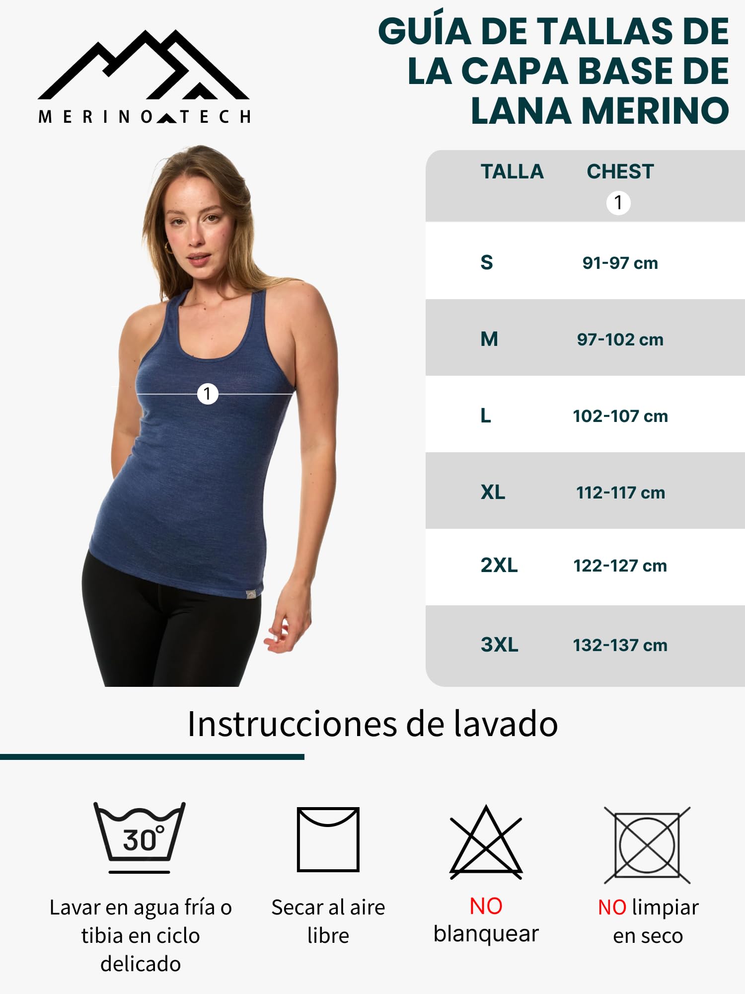 Camiseta Tirantes Mujer Lana Merino - Camiseta Interior Lana Merino Mujer Activa Capa Base, Evacuación de Humedad