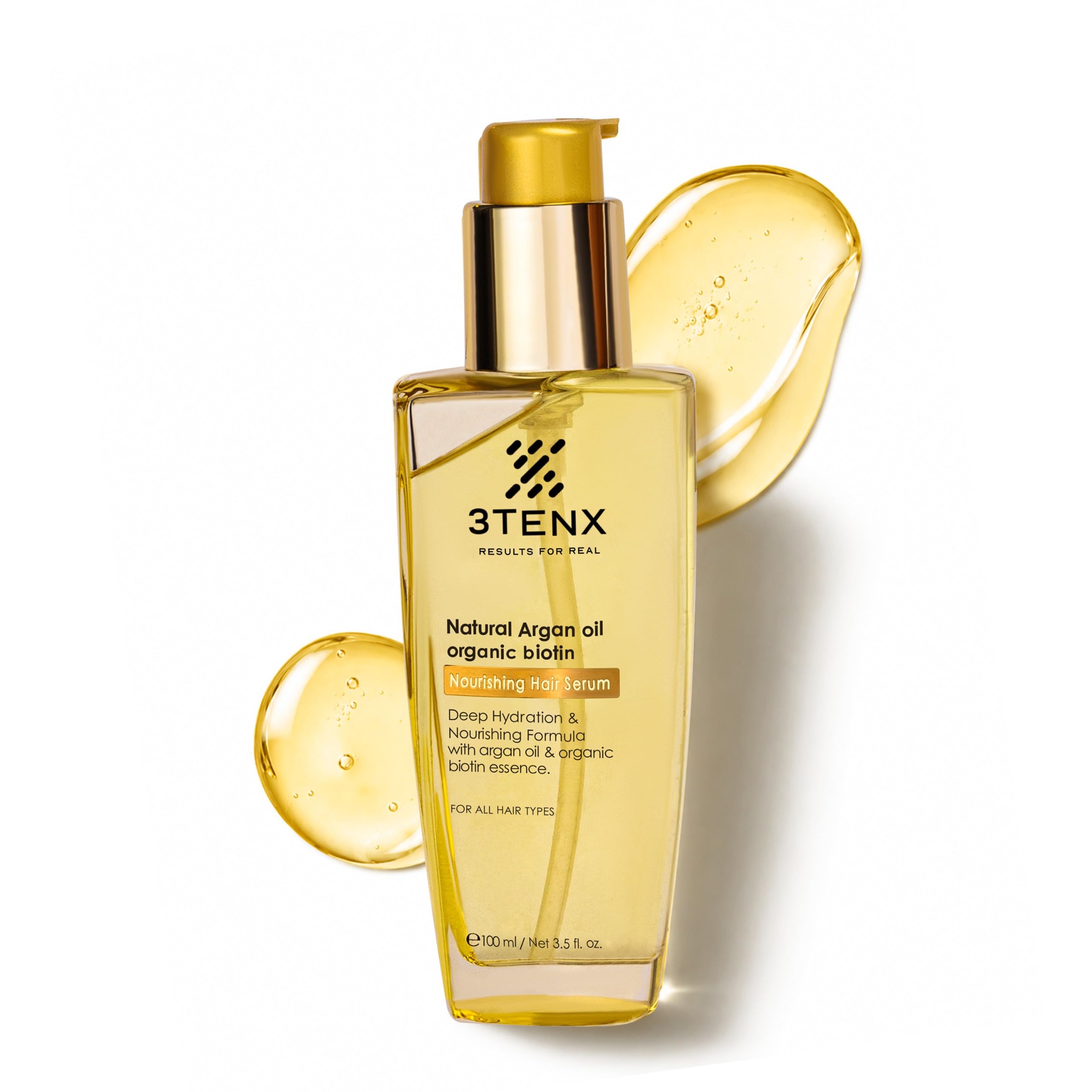 3TENX Nourishing Hair Serum | Shine & Protection for Dry, Frizzy Hair | Hydrates, Smooths & Nourishes | Salon Grade, Color Safe, Heat Protection | Paraben & Sulphate Free | All Hair Types (100ml)