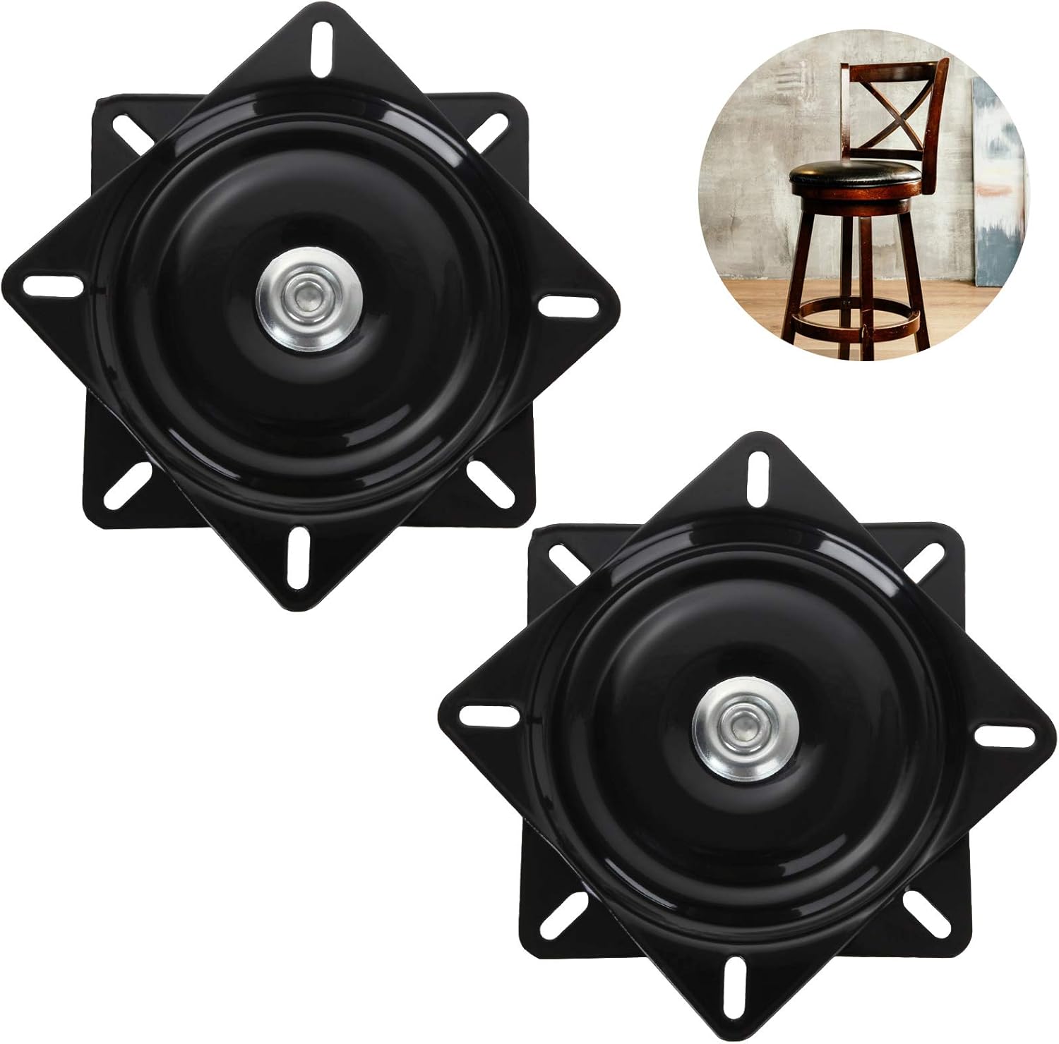 2 Pack 8 Inch Heavy Duty Bar Stool Swivel Replacement, 360