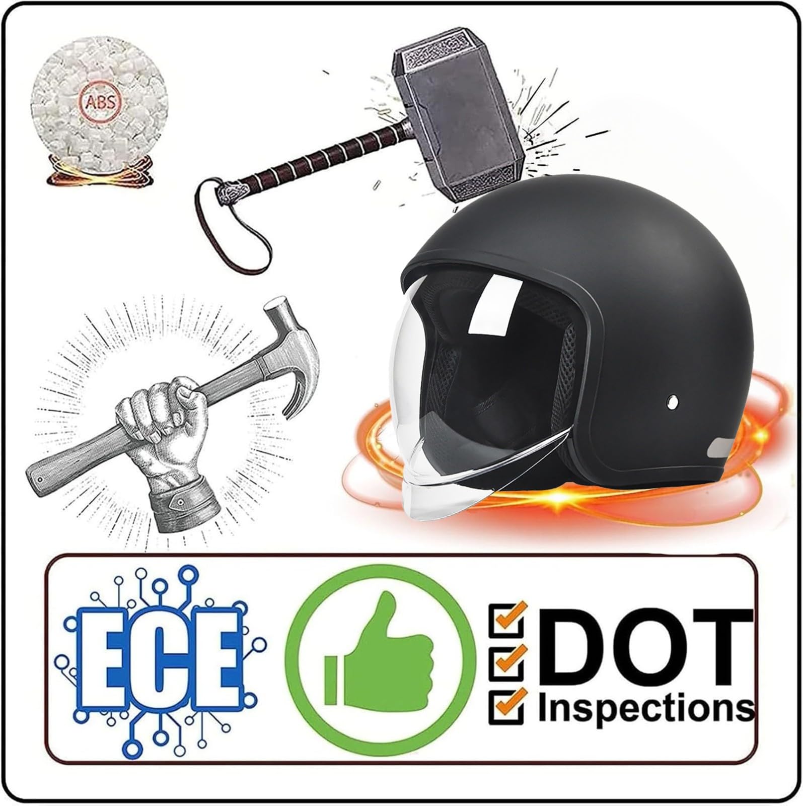 Kask motocyklowy otwarty dla dorosłych mężczyzn i kobiet, kask 3/4 na każdą porę roku, certyfikat ECE 22.06, kask typu crash do cruisera, skutera motoroweru 1, 55-60 cm