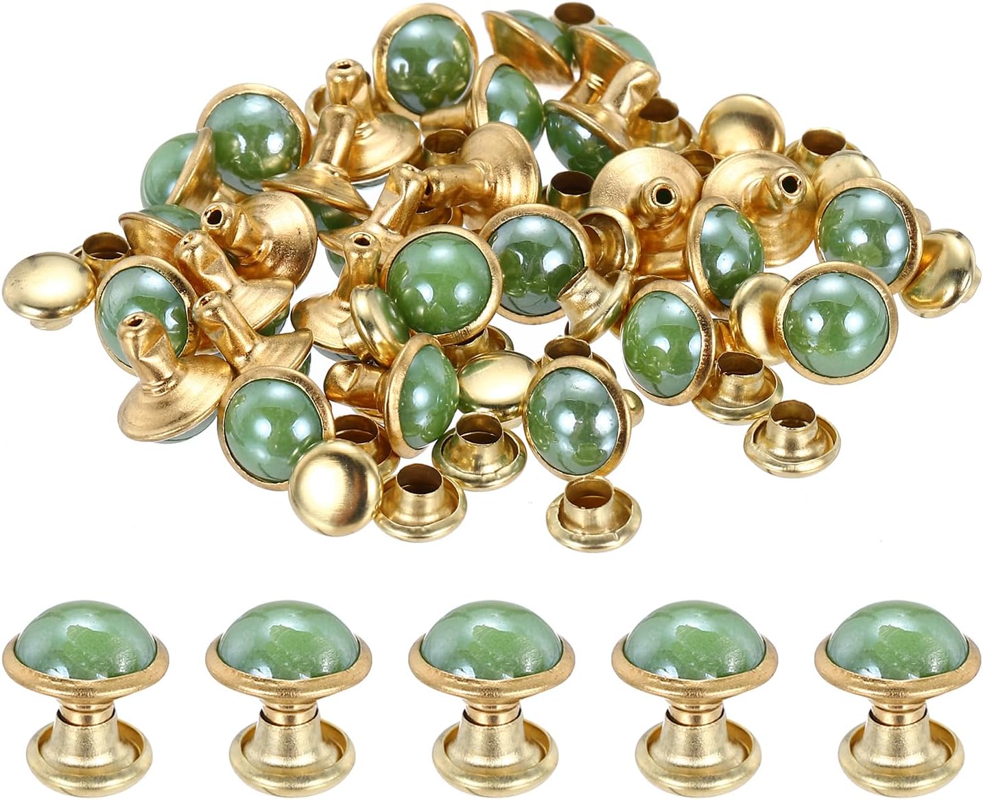 PATIKIL 7.5mm Turquoise Rapid Rivets, 30 Sets Leather Rivets Studs Rivet Double Cap Spikes Rivet for Leather Crafting for Decor Repair DIY Clothing Belts Bags Shoes, Green