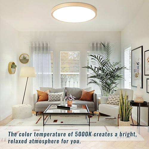 Miniatura 4 de Lámpara de techo LED dorada de montaje empotrado, 12 pulgadas, 28 W, 5000 K, juego de 6, lámpara de techo LED ultra delgada de montaje empotrado