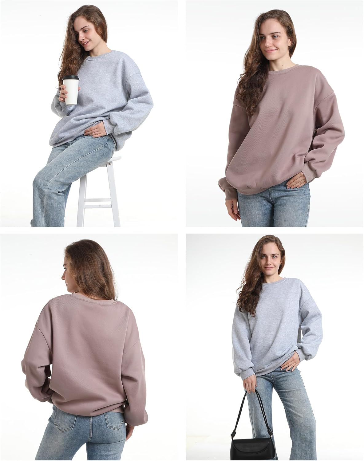 2 Pack Women Oversized Crewneck Sweatshirts Fleece Pullover Sweater Winter Fall Fashion Clothes 2026 - Image 7