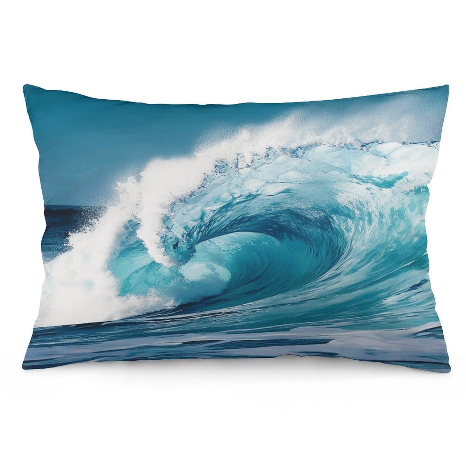 Ocean Wave Throw Pillow Cover Soft Lumbar Pillow Covers with Zipper Breathable Rectangular Cushion Case Polyester Pillow Case Decorative Body Pillow Cover for Couch Bed