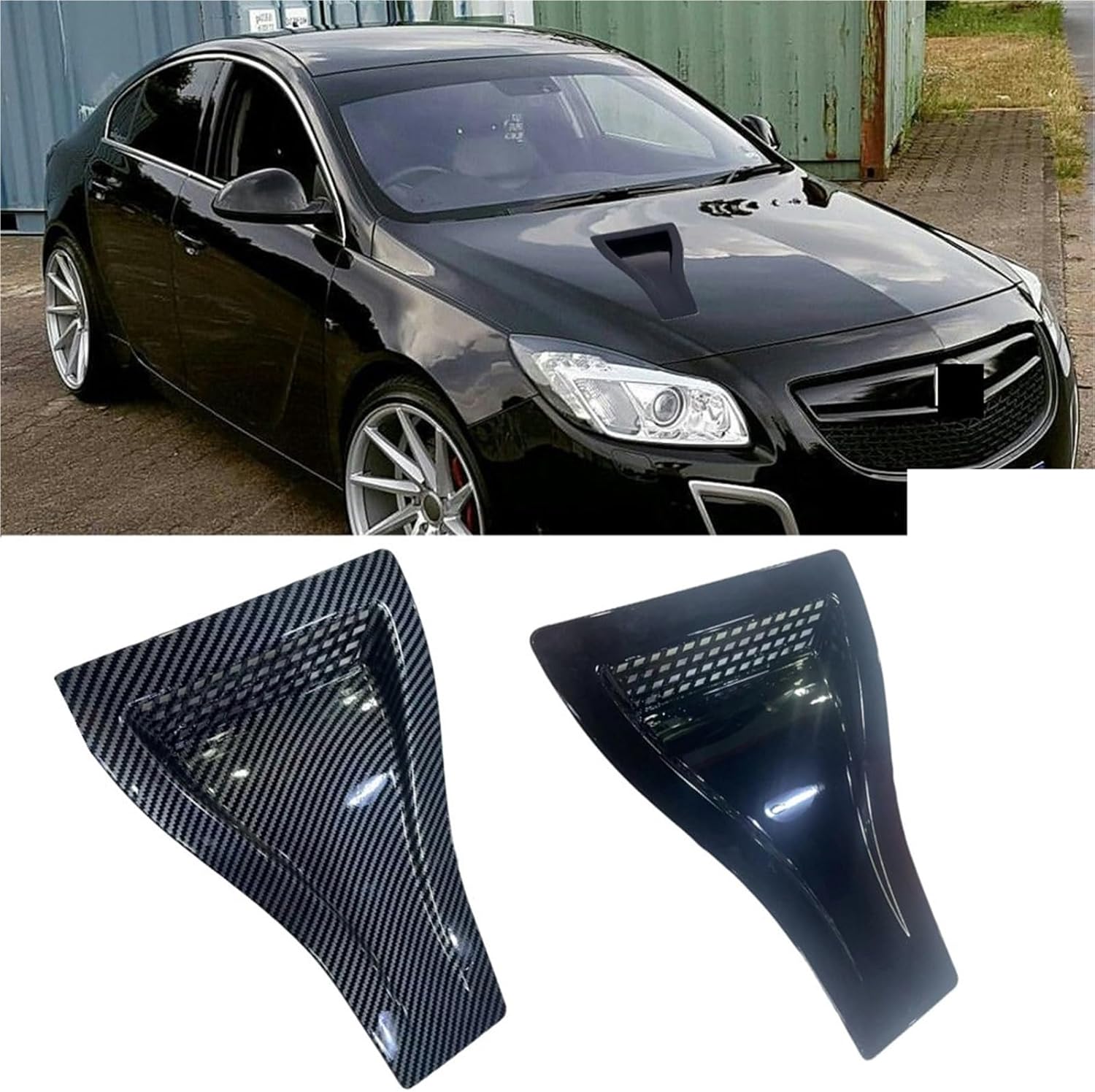 Compatible with Vauxhall/Opel Astra H J K Corsa D E Engine Hood Vent Louvers Air Scoop Bonnet Vent Cover Air Intake Cover Naca Style(2pcs-Carbon Look)