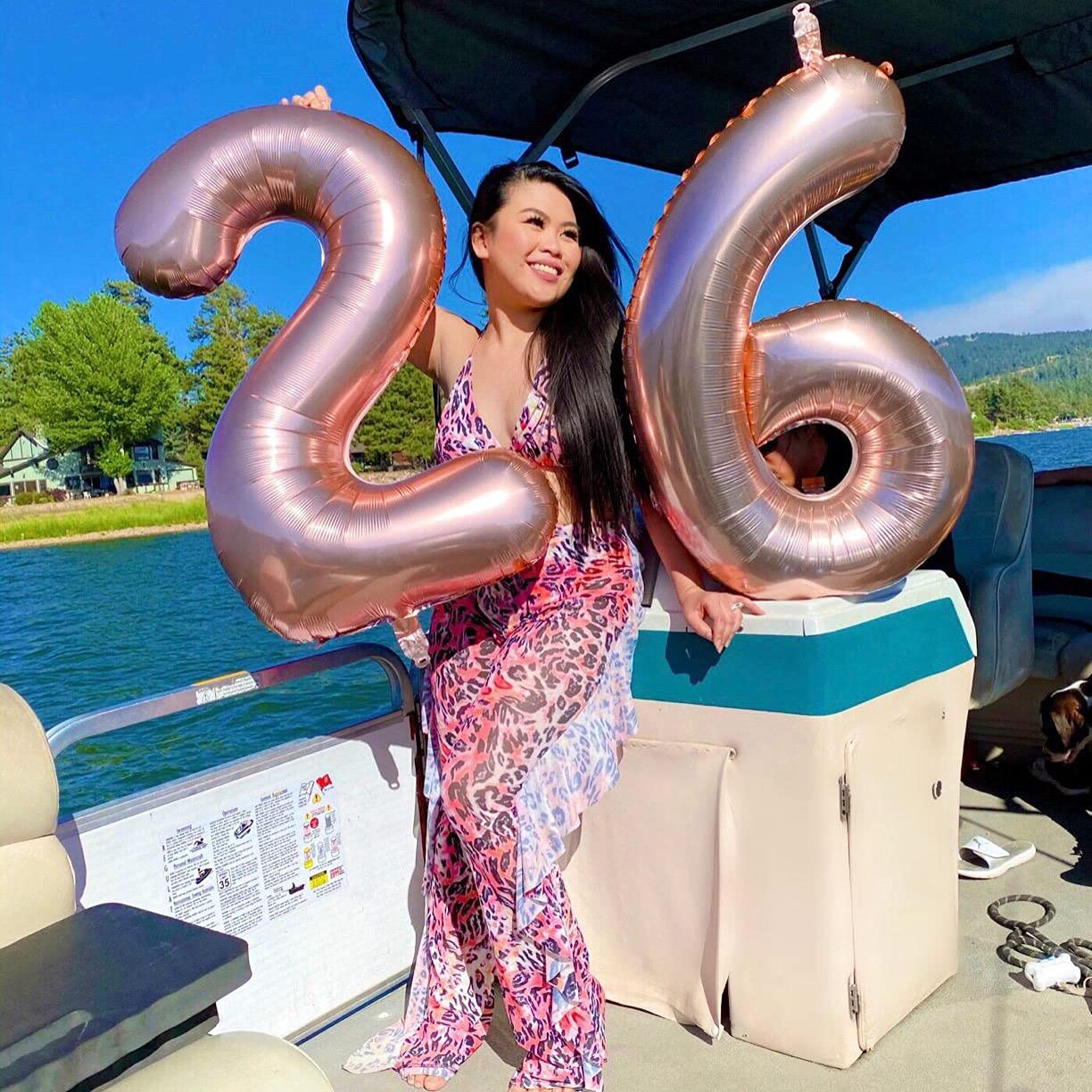 Red 0 balloon 40 Inch Giant Helium Foil Number 0 to 9 Red Balloon Birthday Wedding Party Digital Decorations (Number 0) — view 315