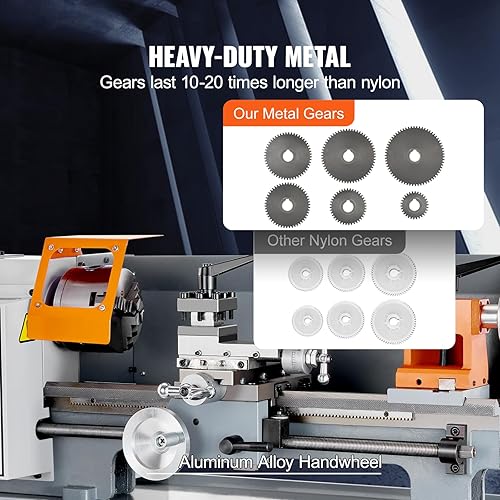 Miniatura 6 de VEVOR Máquina de torno de metal, 7 x 13.78 pulgadas, torno de metal de potencia de sobremesa de precisión, velocidad variable continua de 0-2200