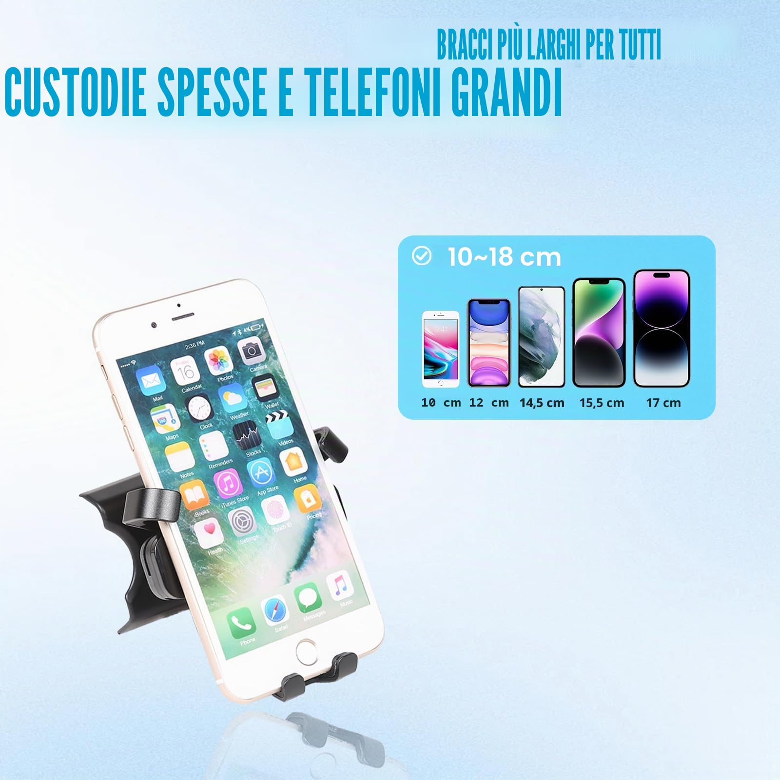 METYOUCAR Supporto per cellulare auto per Fiat 500 2007-2016-2024 Supporto fisso e rotante per cellulare auto Compatibile con iPhone Android e smartphone universali Supporto (stile B)