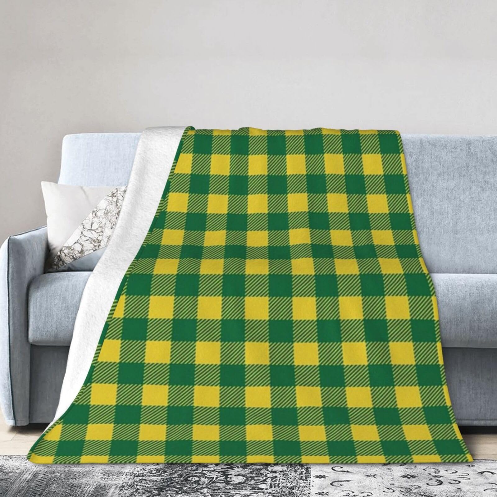 ERTDFXCV Greenyellow Plaid Blanket 80"x60"