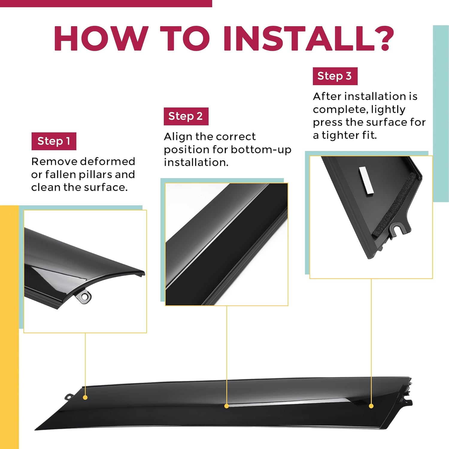 HECASA A Pillar Molding Cover Compatible with 2011-2013 Infiniti QX56 2014-2023 QX80 2017-2023 Nissan Armada Front Windshield Trim Panel Replacement for 76836-1LA0A 76836-6JR0A Plastic Right Side