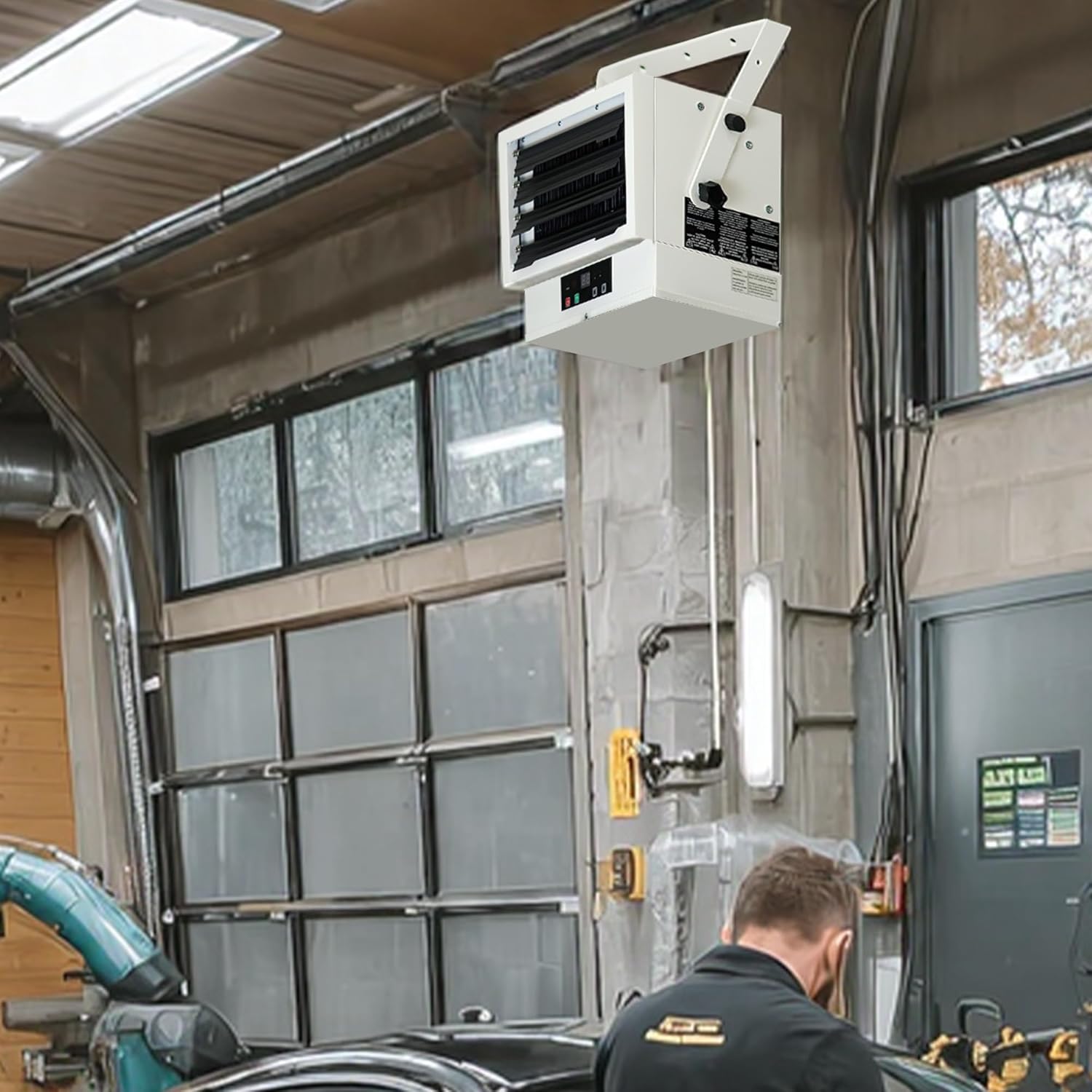 5000W Garage Heater 240V, Fan-Forced Electric Heater with Remote & Digital Thermostat, Wall/Ceiling Mount, Overheat Protection, 1-9H Timer, 500 Sq.Ft for Workshop，Garage