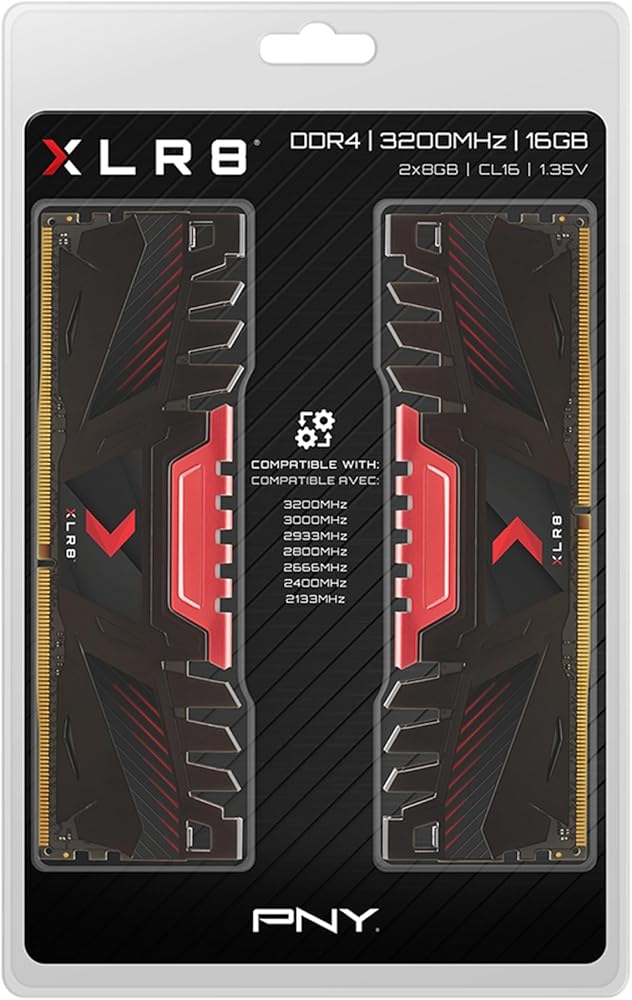 PNY 16GB (2x8GB) XLR8 Gaming DDR4 3200MHz Desktop Memory Kit - View 1