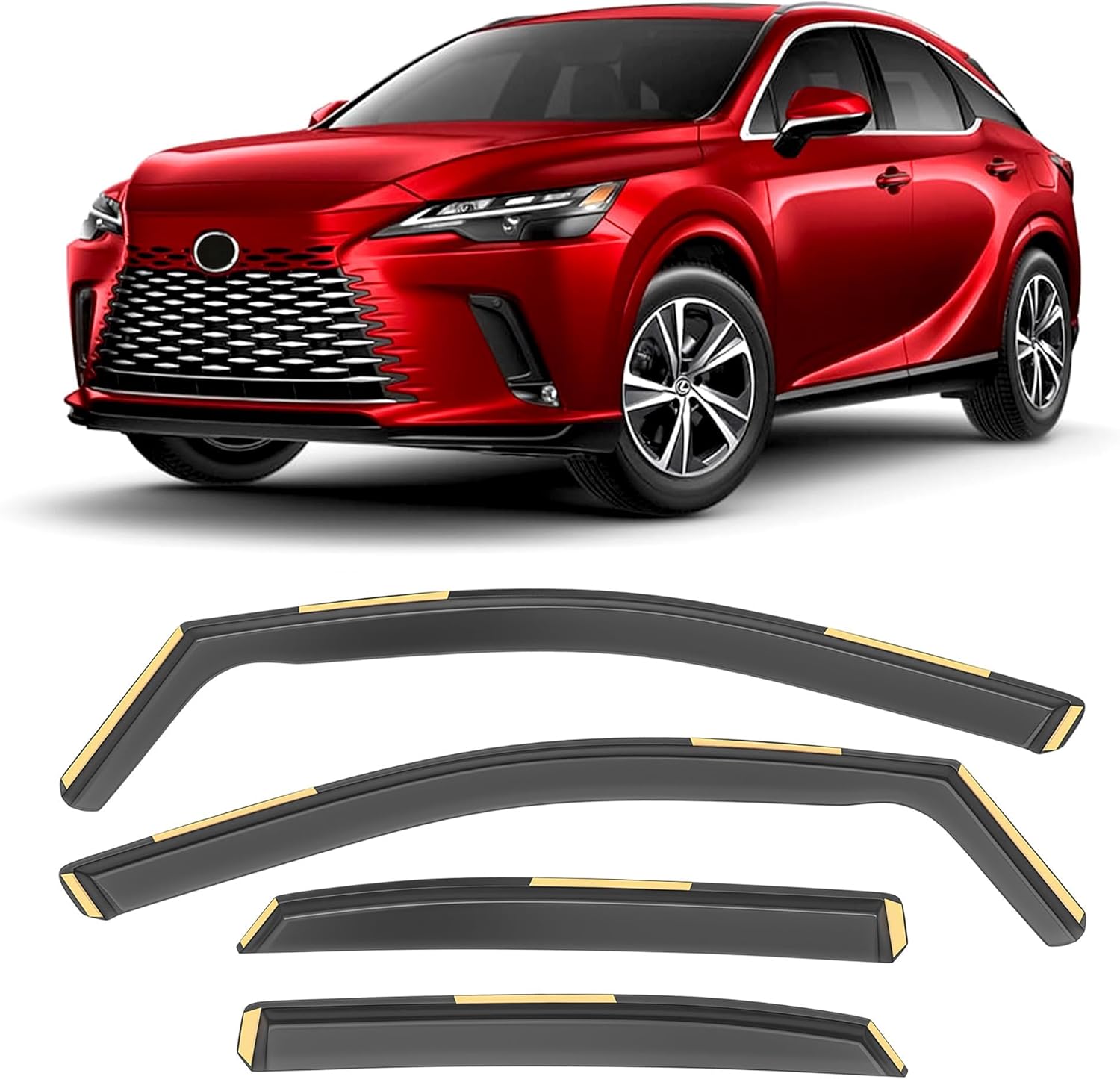 Set of 4 Shatterproof in-Channel Window Rain Guards for 2023-2025 Lexus RX 350H 450H, Extra Durable Window Deflectors, Vent Window Visors for Cars, Vent Deflector, 4pcs
