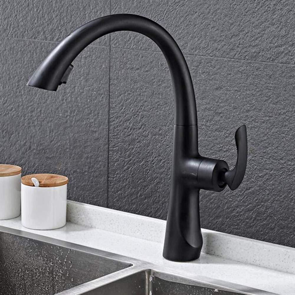 Rotation universelle pour robinet de cuisine noir à double flux chaud et froid