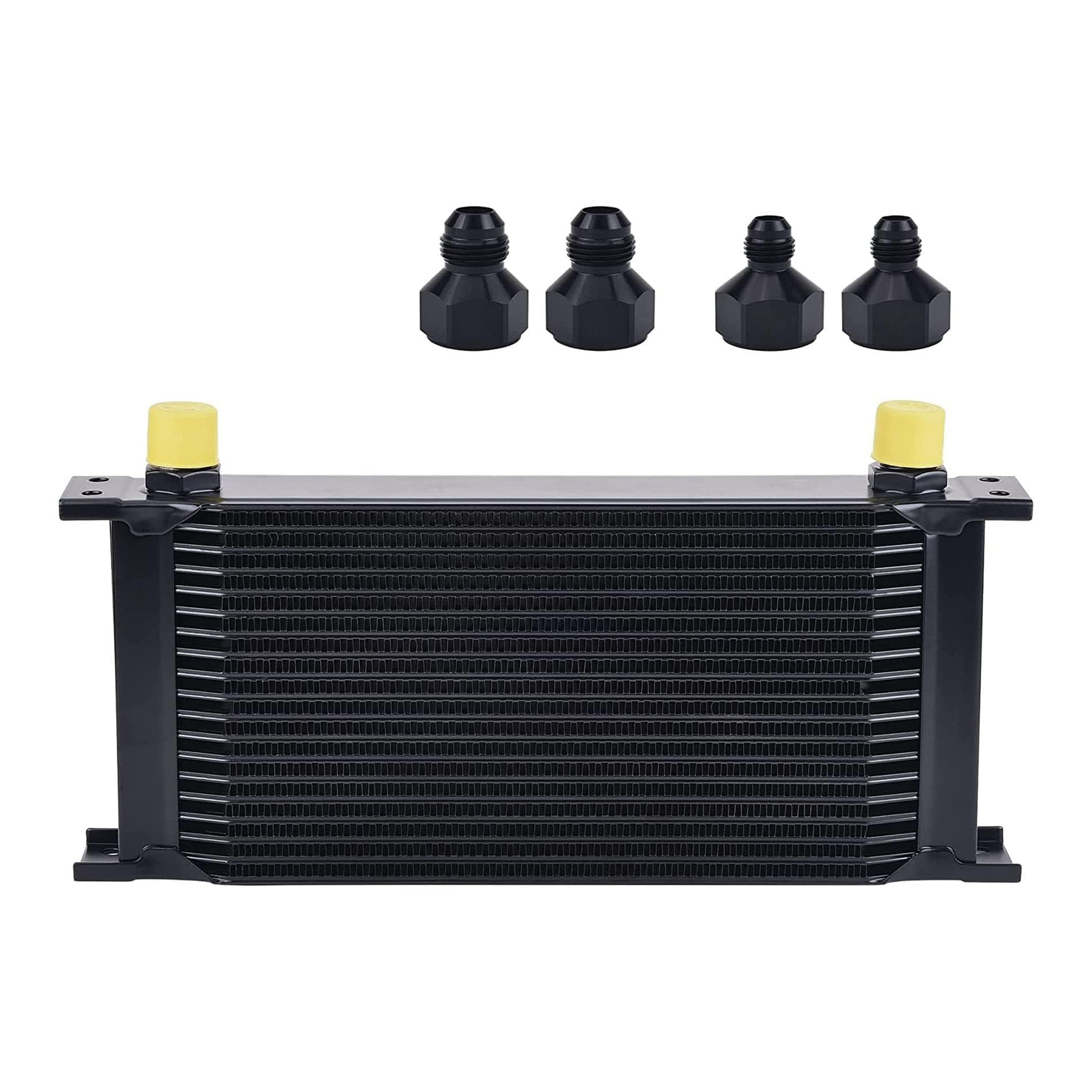 EVIL ENERGY 19 Row Oil Cooler, 10AN Stacked Plate Transmission Engine Cooler Universal British Radiator Aluminium Black