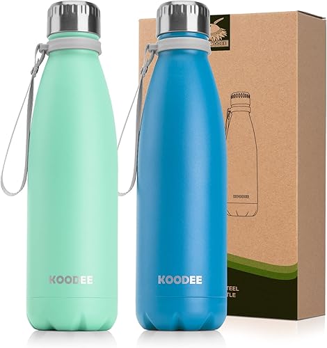 Miniatura 21 de koodee Botella de agua de acero inoxidable de 17 onzas con aislamiento al vacío de doble pared sin BPA, botella de agua deportiva a prueba de fugas