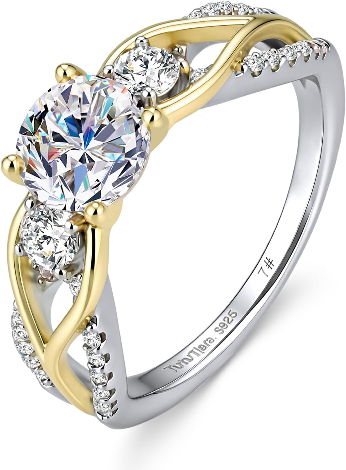 Moissanite Promise Rings for Her, 1-2CT Twisted Engagement Rings for Women