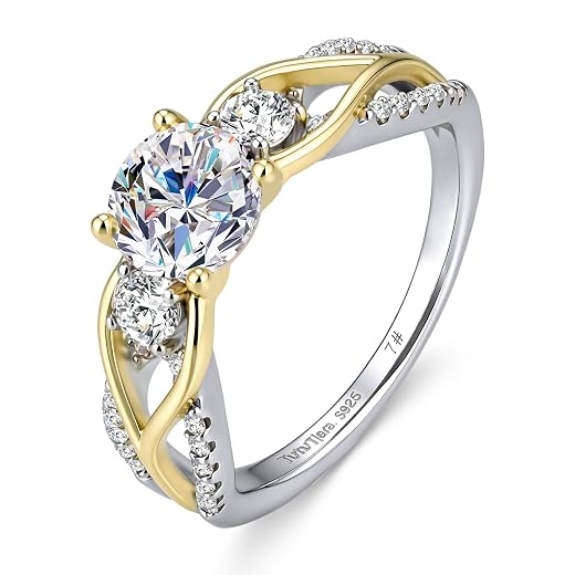 Moissanite Promise Rings for Her, 1-2CT Twisted Engagement Rings for Women