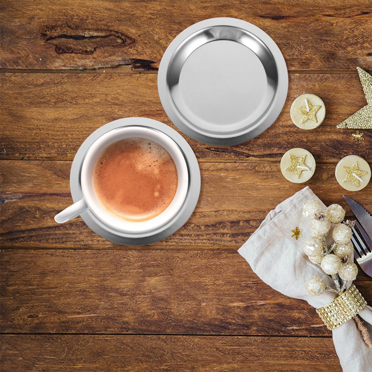 FUOYLOO Sottobottiglie in Acciaio Inossidabile 8 Pezzi Antiscivolo e Protezione Termica per Bottiglie di Vino Design Resistente per Cucina e Sala da Pranzo