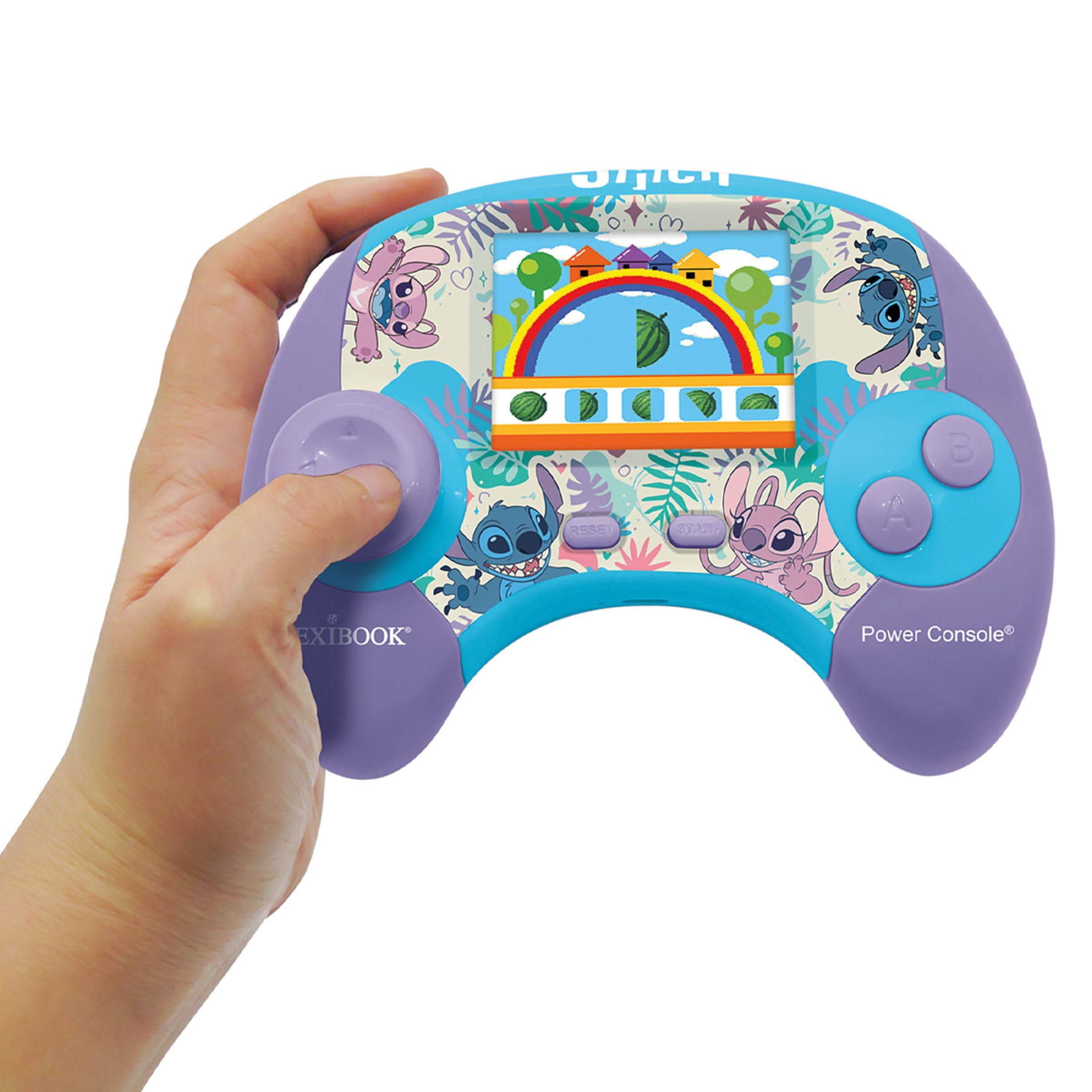 Lexibook, Disney Stitch, Power Console®, console educativa bilingue con 100 attività, INGLESE/ITALIANO, JCG100Di5