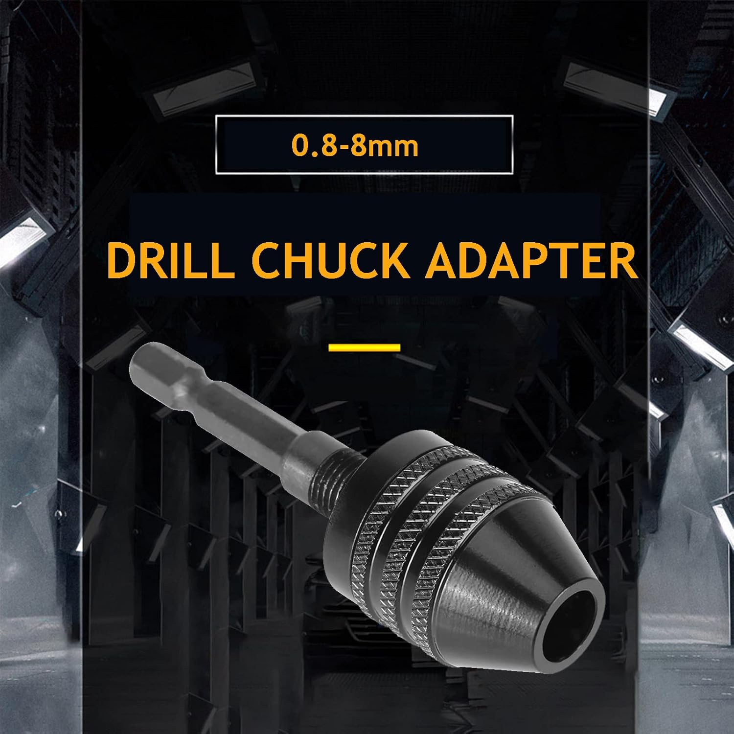 1/4" Hex Shank Keyless Chuck Collet Adapter Capacity 0.8-8mm for Electric Screwdriver Grinder Drill, Aluminum Alloy Black Chuck