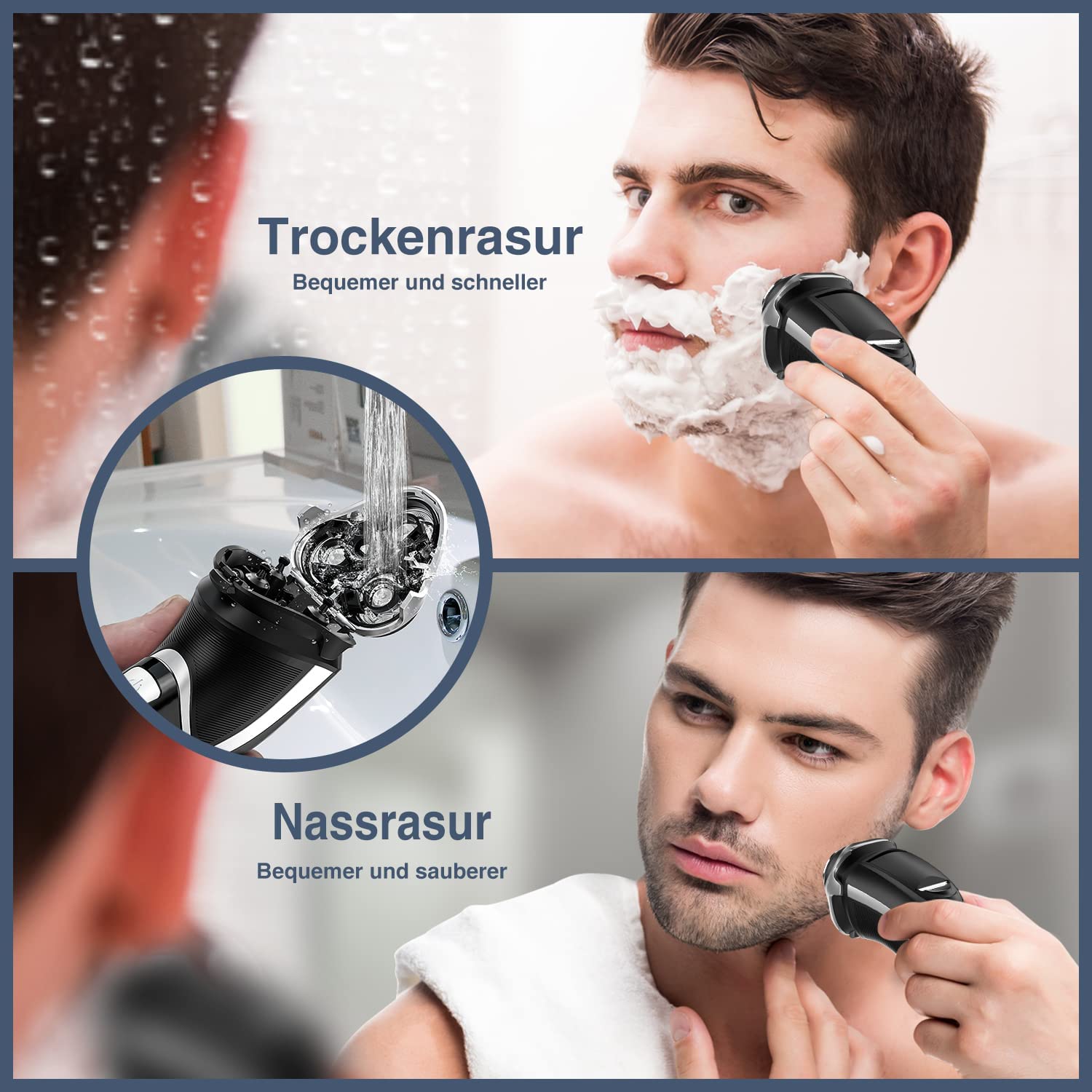 MAX-T Upgraded 3D ProSkin LED Rasierer Herren Elektrischer, Nass und Trockenrasierer mit Reiseverriegelung und Pop-up Präzisionstrimmer, Wiederaufladbarer und Kabelloser, Geschenke für Herren, Schwarz