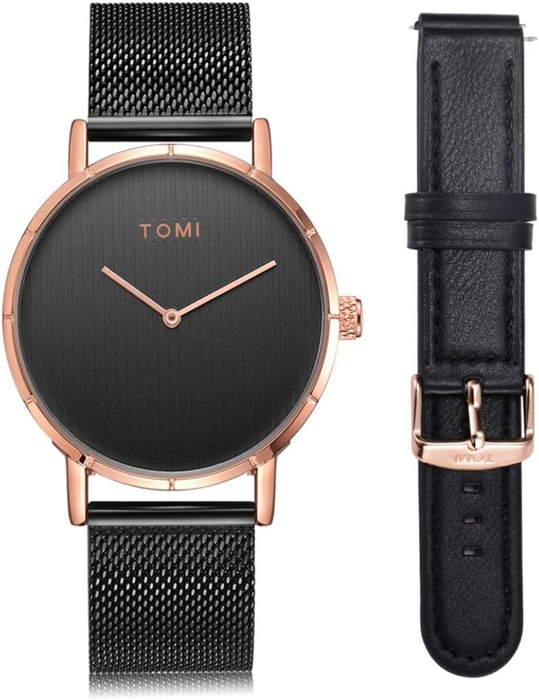 Cityofli TOMI Set Fashion Men 's Rounded Bussines Steel Watch Classic Round Analog Watch Large Face