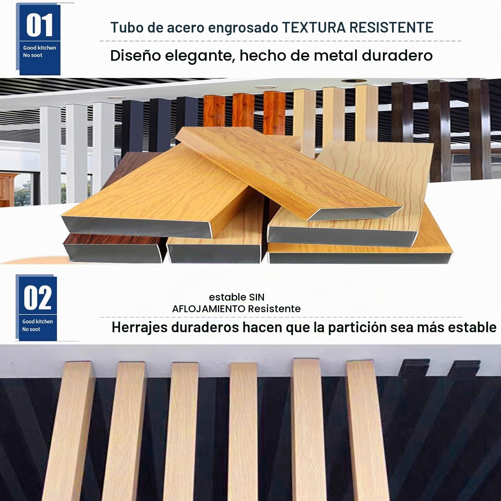 Separador de Ambientes ，Partición de Pared Separador de ambientes De Suelo a Techo Lamas ， Poste Separador Sala de Estar Sencillo， Moderno Entrada Restaurante Oficina(4 Root,100cm/39.3in/3.28ft)