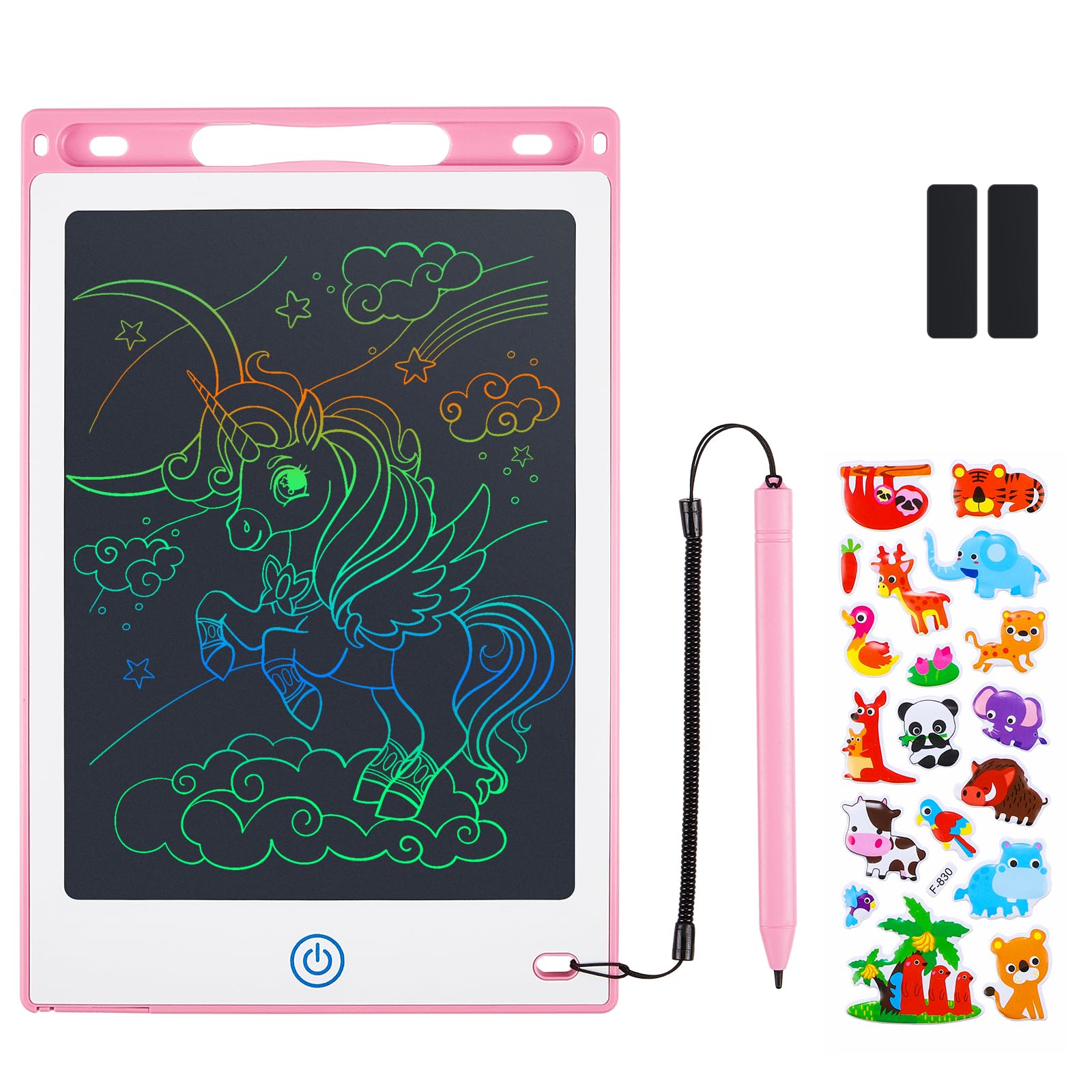 Coozlon LCD Writing Tablet for Kids, 8.5 Inch Erasable LCD Drawing Tablet for Kids with Lock Function Drawing Board for Doodle Drawing and Memo Lists,Free Animal Cartoon Stickers, Cherry Pink