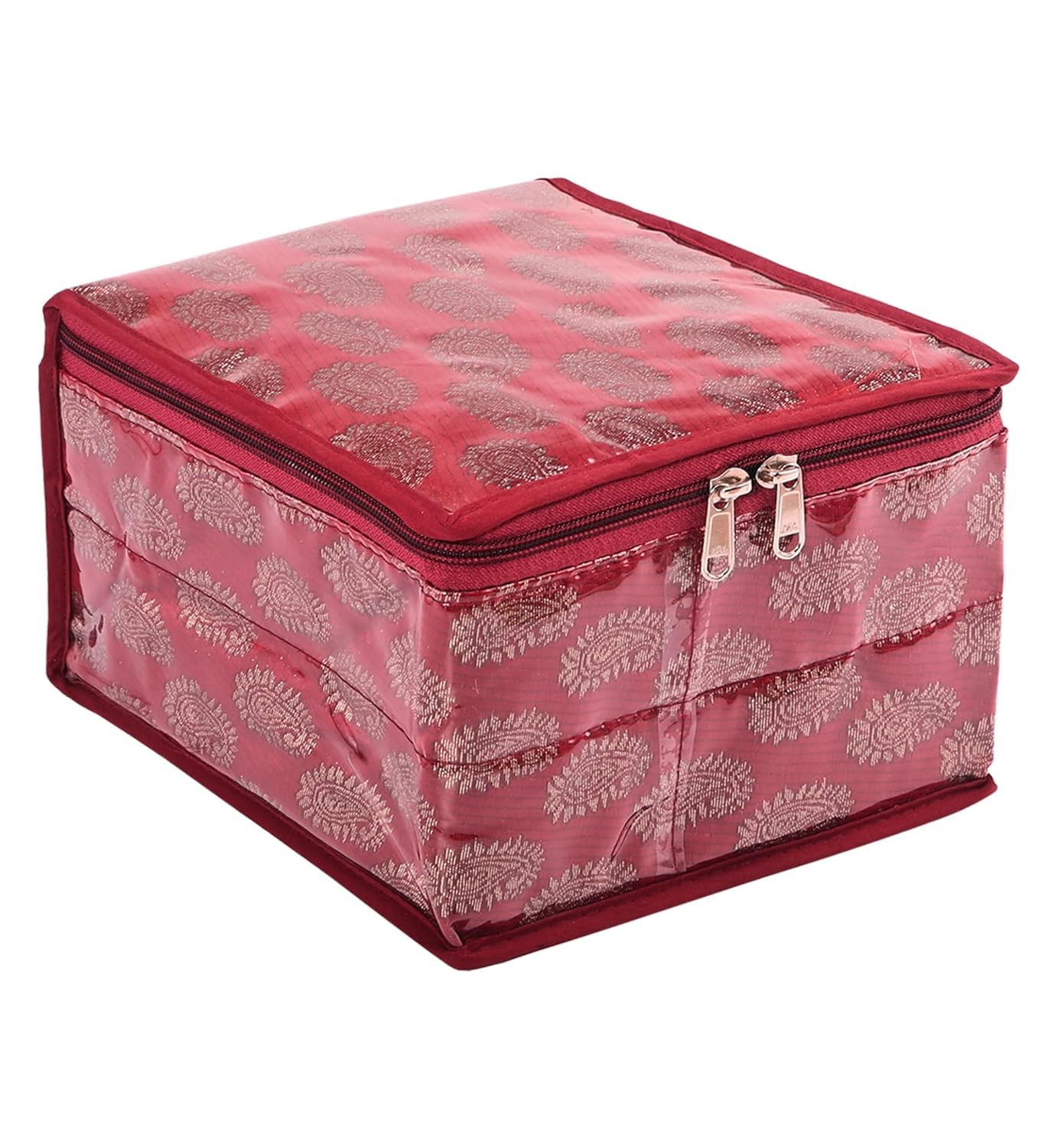 Jewellery Storage Organizer | Jewelry Storage Case for Rings, Earrings & Necklace | Zipper Locker 10 Pouches Travel Jewellery Storage Boxes | Small Carry - Maroon-image-15