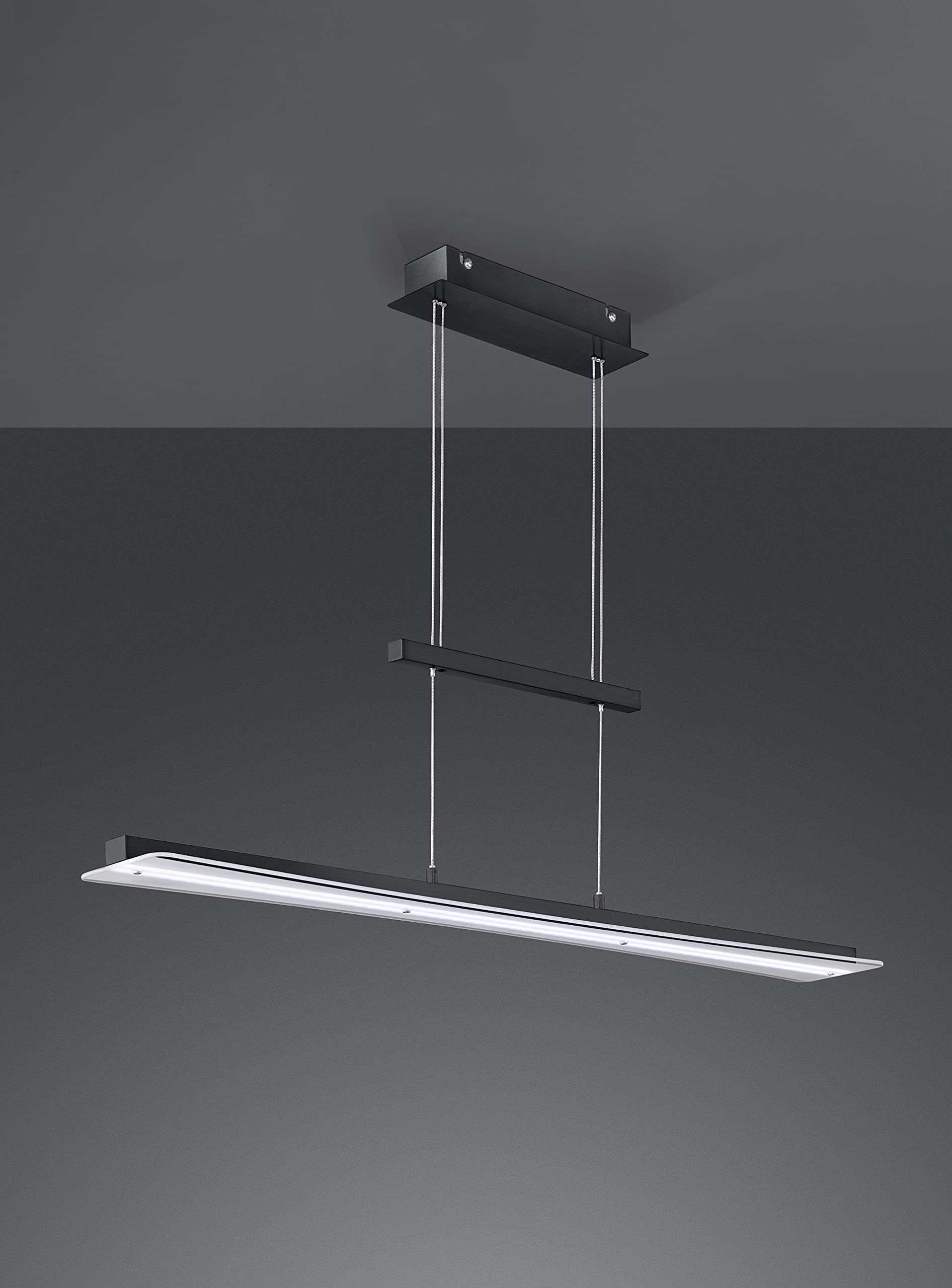Reality Leuchten LED Pendelleuchte Smash R32421132, Metall Schwarz matt, Glas weiß satniert oder klar, inkl. 18 Watt LED, 4 fach Touch