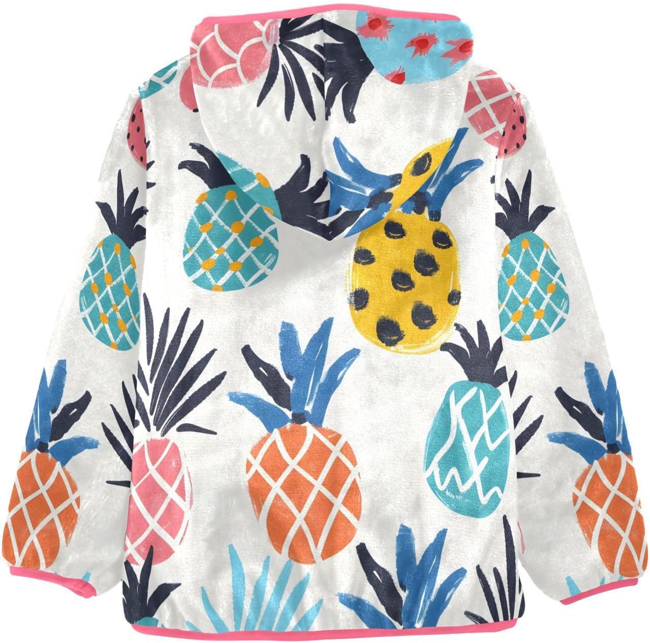 ALAZA Pineapple Hoodie Jacket for Girls Toddler Fleece Zip Up Coat Plush Jacket Long Sleeve Outerwear for 3 Years