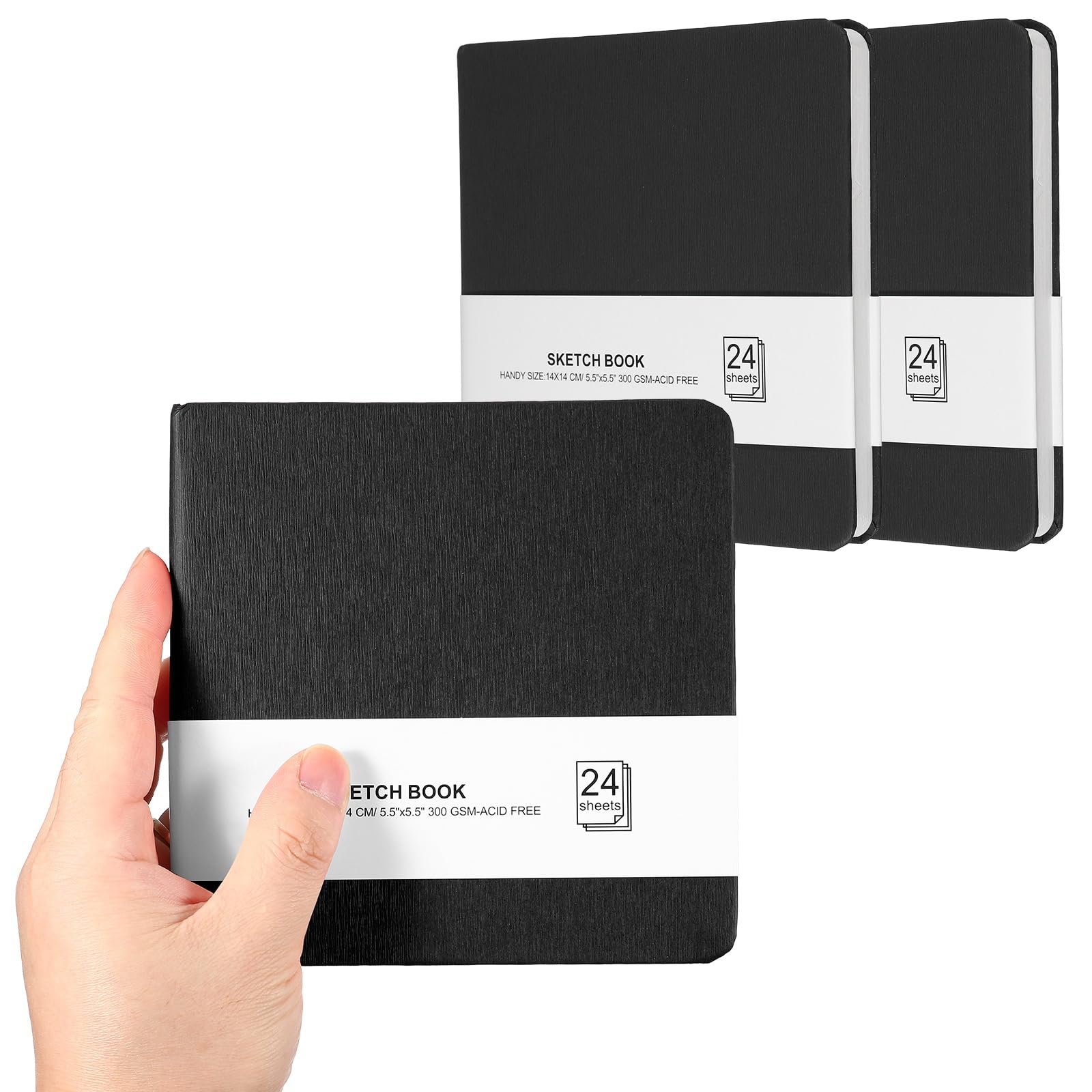 PATIKIL Pack 3 5.5x5.5" Petit Carnet Croquis Mini Carnets Papier Aquarelle
