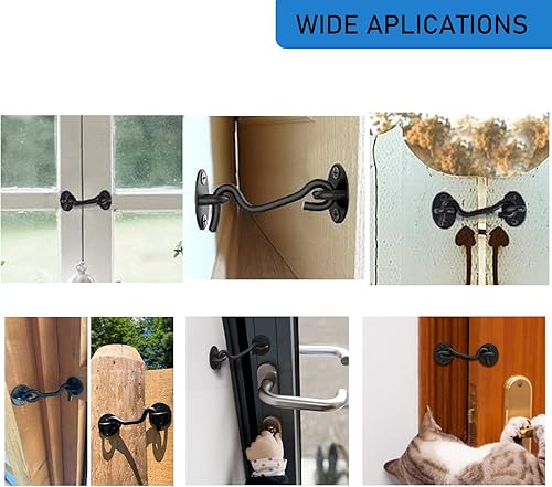 Miniatura 6 de Paquete de 4 ganchos y ojales de 4 pulgadas, acero inoxidable resistente al óxido, ganchos de cabina para persianas de puerta, ventana, cobertizo