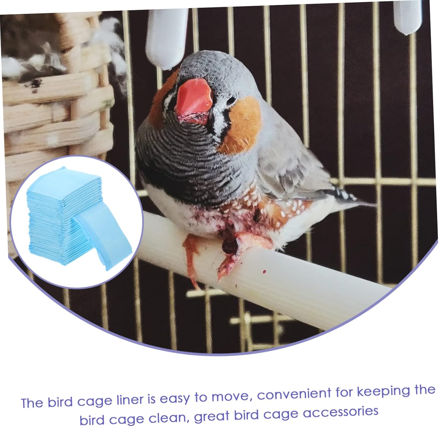 Yardwe Bird Bedding for Cage 100pcs Liners Pre-Cut Non-Woven Fabric Sheets Perfect for Parrots Conures and Small Animals