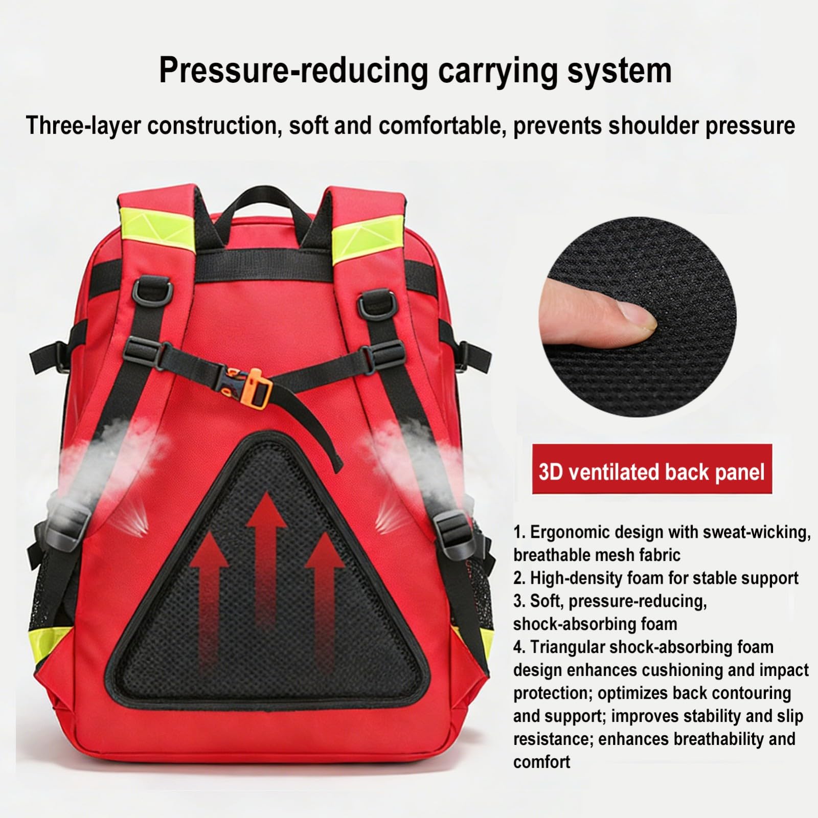 Erste Hilfe Tasche Leer,Notfall-Trauma-Rucksack mit reflektierender,Großer Wasserdicht Verschleißfest Verstellbarer Riemen Atmungsaktiv Rücken für Reisen Haus,Auto,Arbeitsplatz,Outdoor(Black)