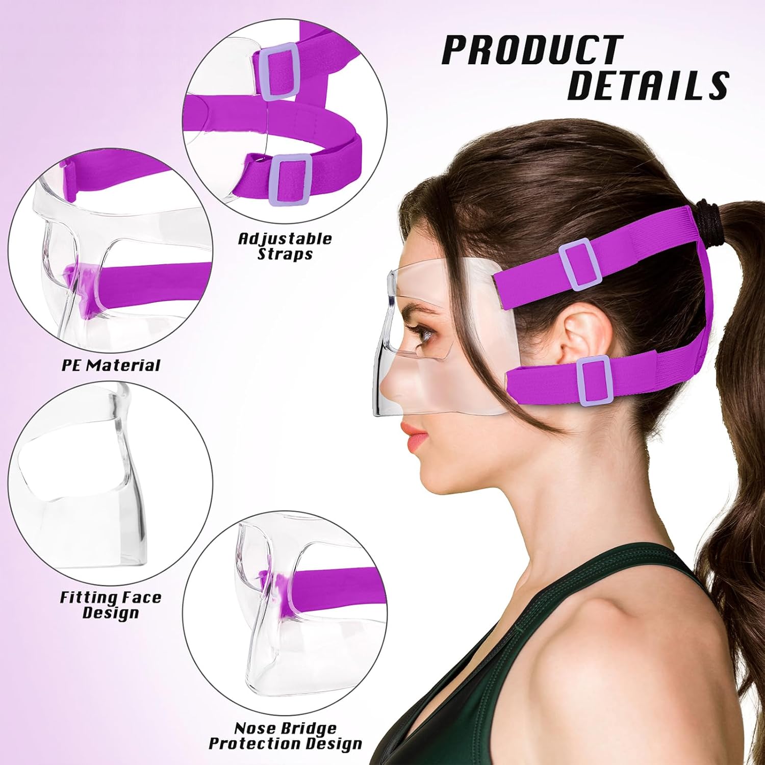 AF01B Women Nose Guard for Broken Nose Adults Adjustable Basketball Soccer Sports Face Shield Mask with Foam Padding for Youths Teens