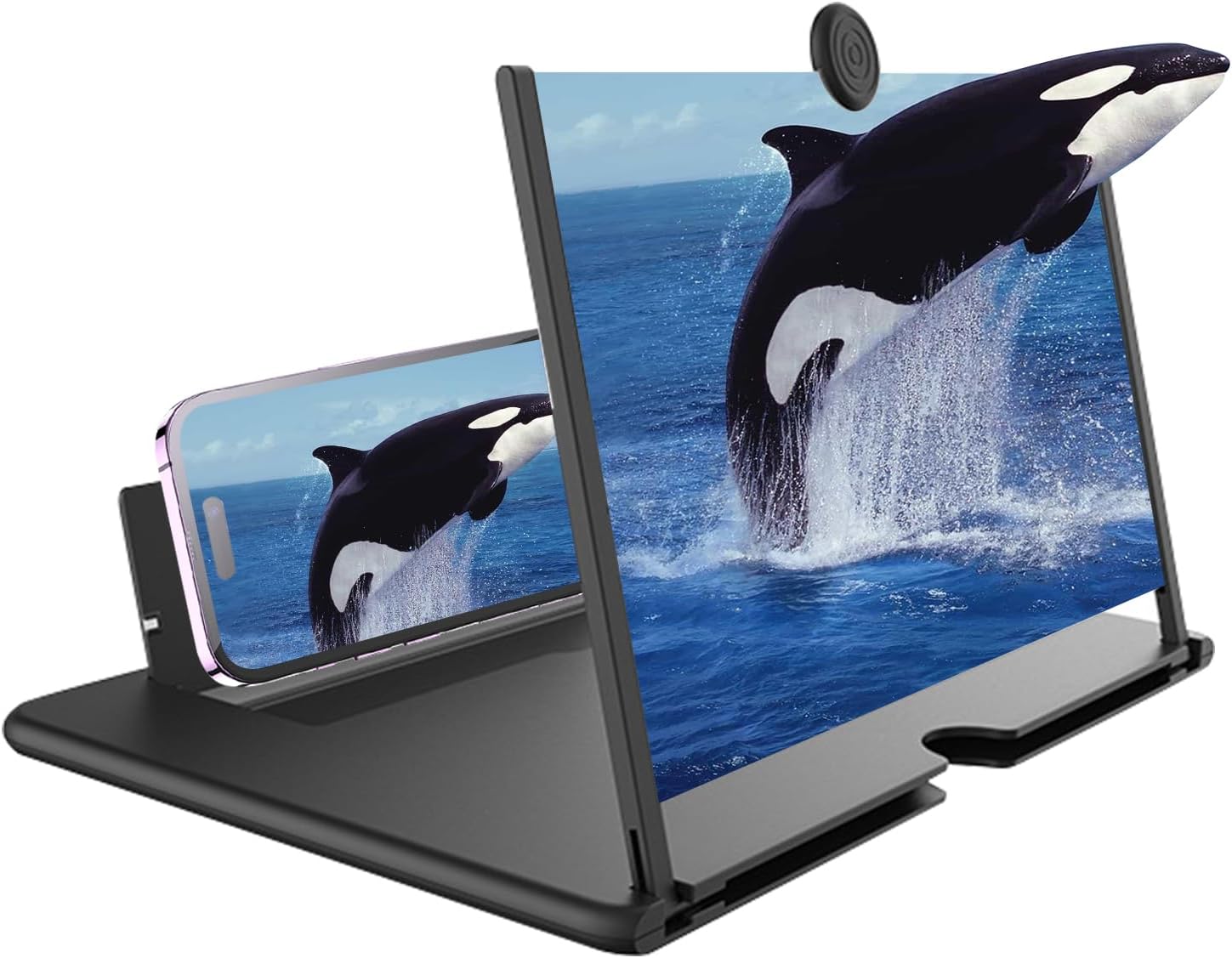 14 Inch Phone Screen Magnifier,HD Mobile Phone Amplifier with Foldable Stand Holder 3D HD Movie Screen Magnifying Design Screen Amplifier with Pull Design for All Smartphone