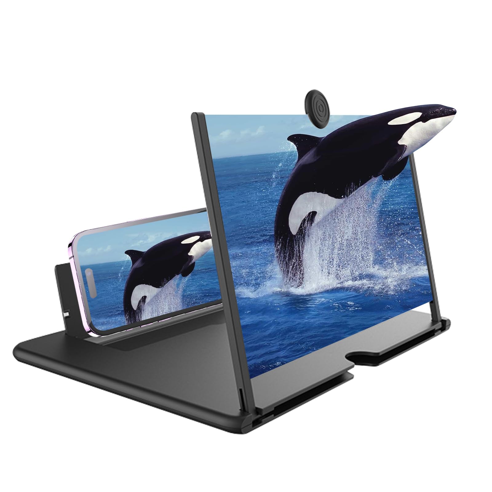 14 Inch Phone Screen Magnifier,HD Mobile Phone Amplifier with Foldable Stand Holder 3D HD Movie Screen Magnifying Design Screen Amplifier with Pull Design for All Smartphone