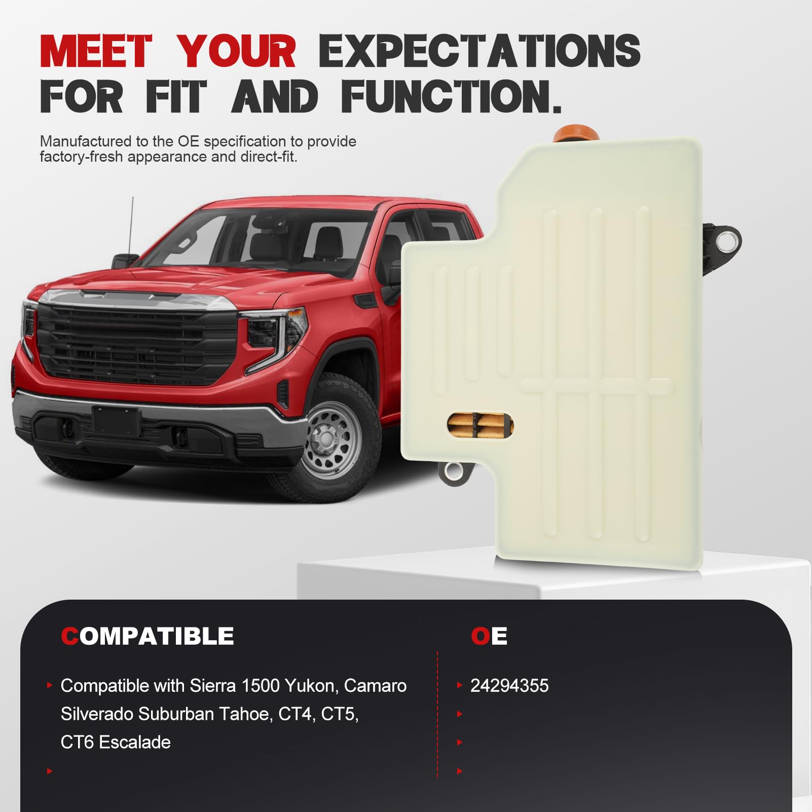 Filtro de transmisión 24294355 compatible con GM, Sierra 1500, Yukon, Chevy Camaro y Cadillac CT4, CT5 y CT6. Filtro hidráulico