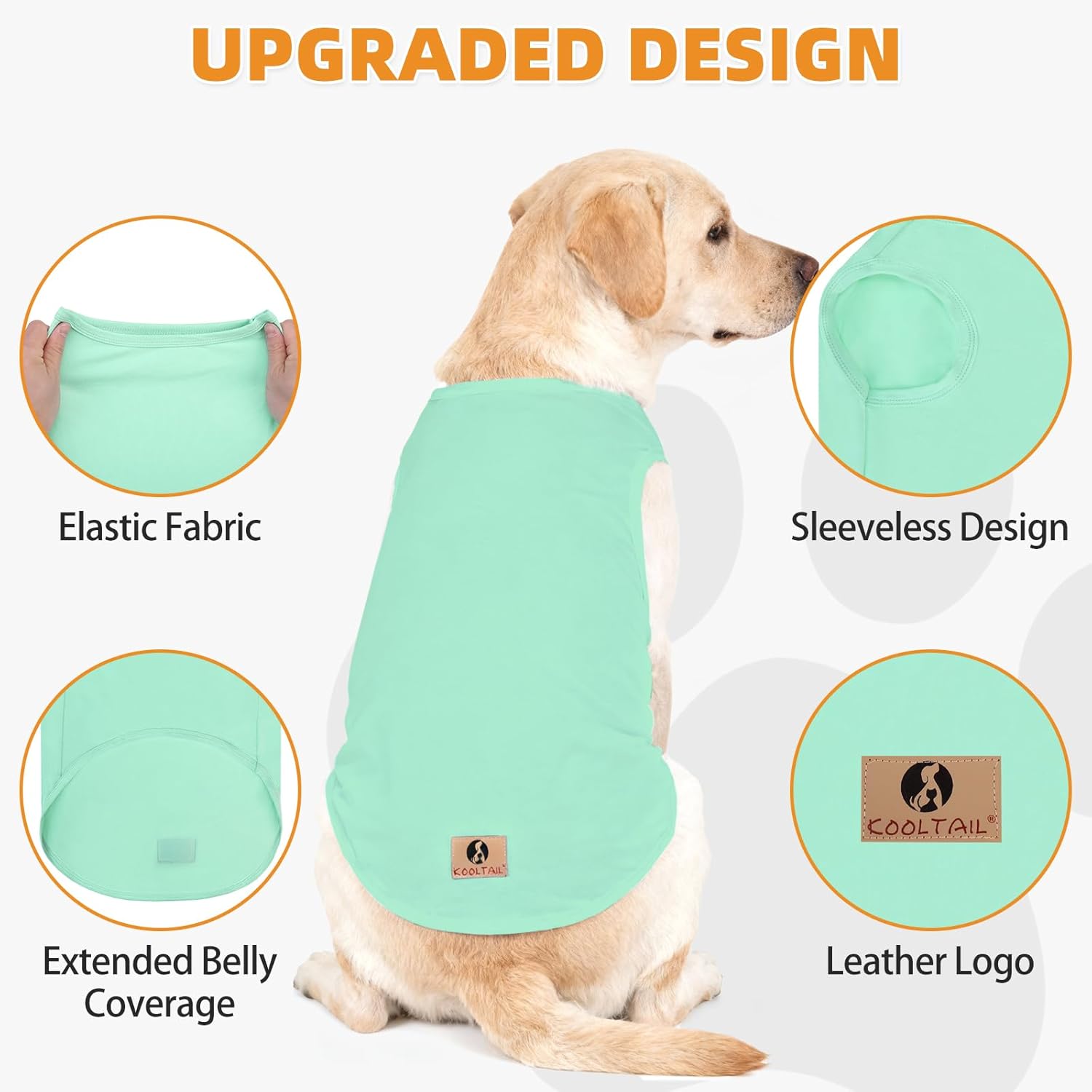 KOOLTAIL Large Dog Clothes for Boy Girl, 2 Pack Cotton Summer Dog T Shirts UV & Insect Protection for Outdoor Camping, Anti-Hair Loss Breathable Sleeveless Pet Vest Tank Tops Apparel,Green&Purple,XXXL