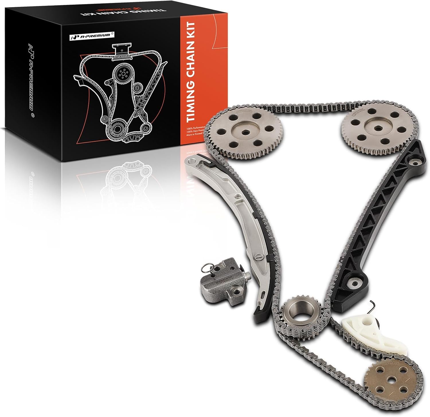 A-Premium 10PCS Engine Timing Chain Kit W/Sprocket & Tensioner & Guide Compatible with Ford & Mercury - Escape 2005, Focus 2003-2004, Mariner 2005 - L4 2.3L - Replace# L30511316, LF0212500