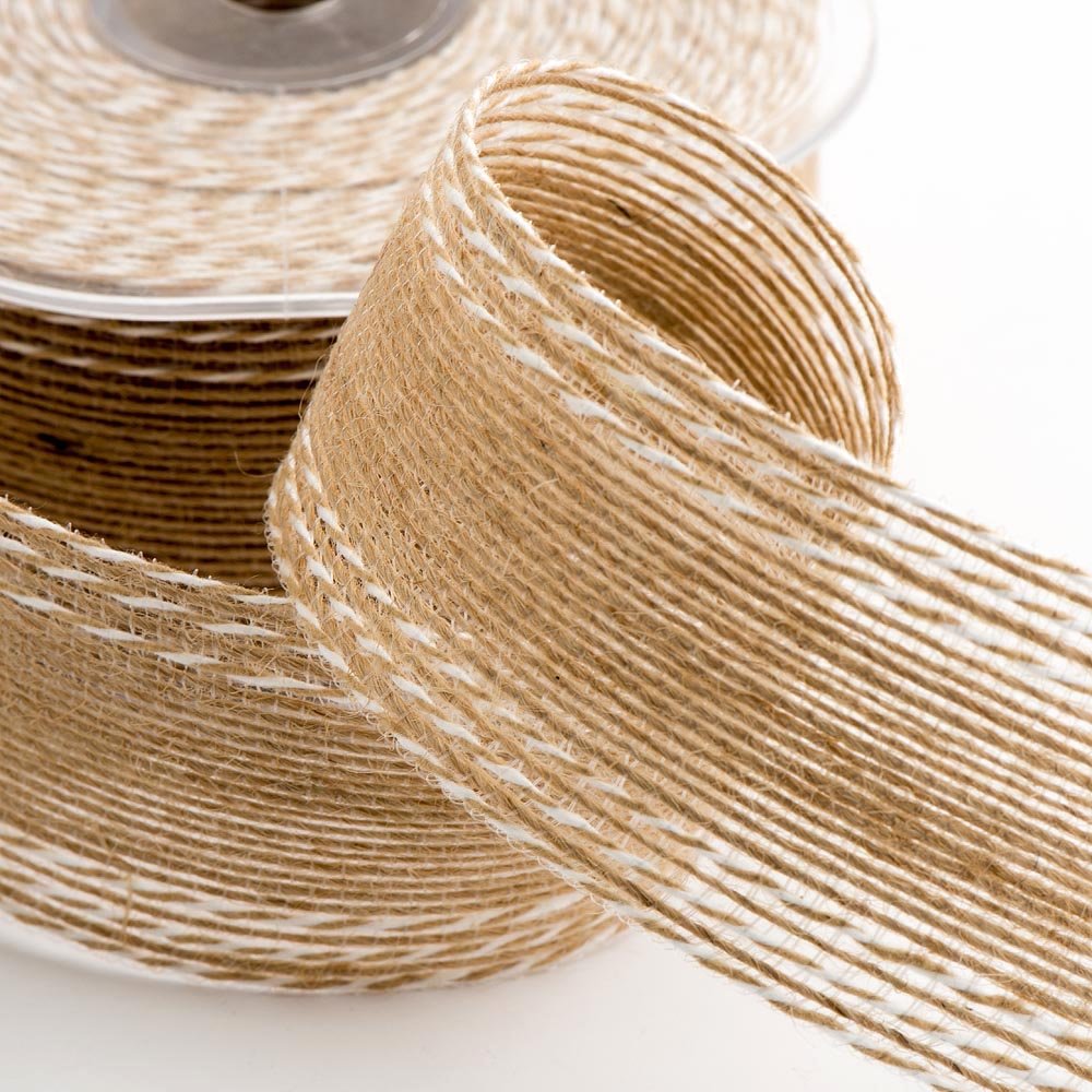 Stitched Natural Hessian Ribbon 38mm x 10M