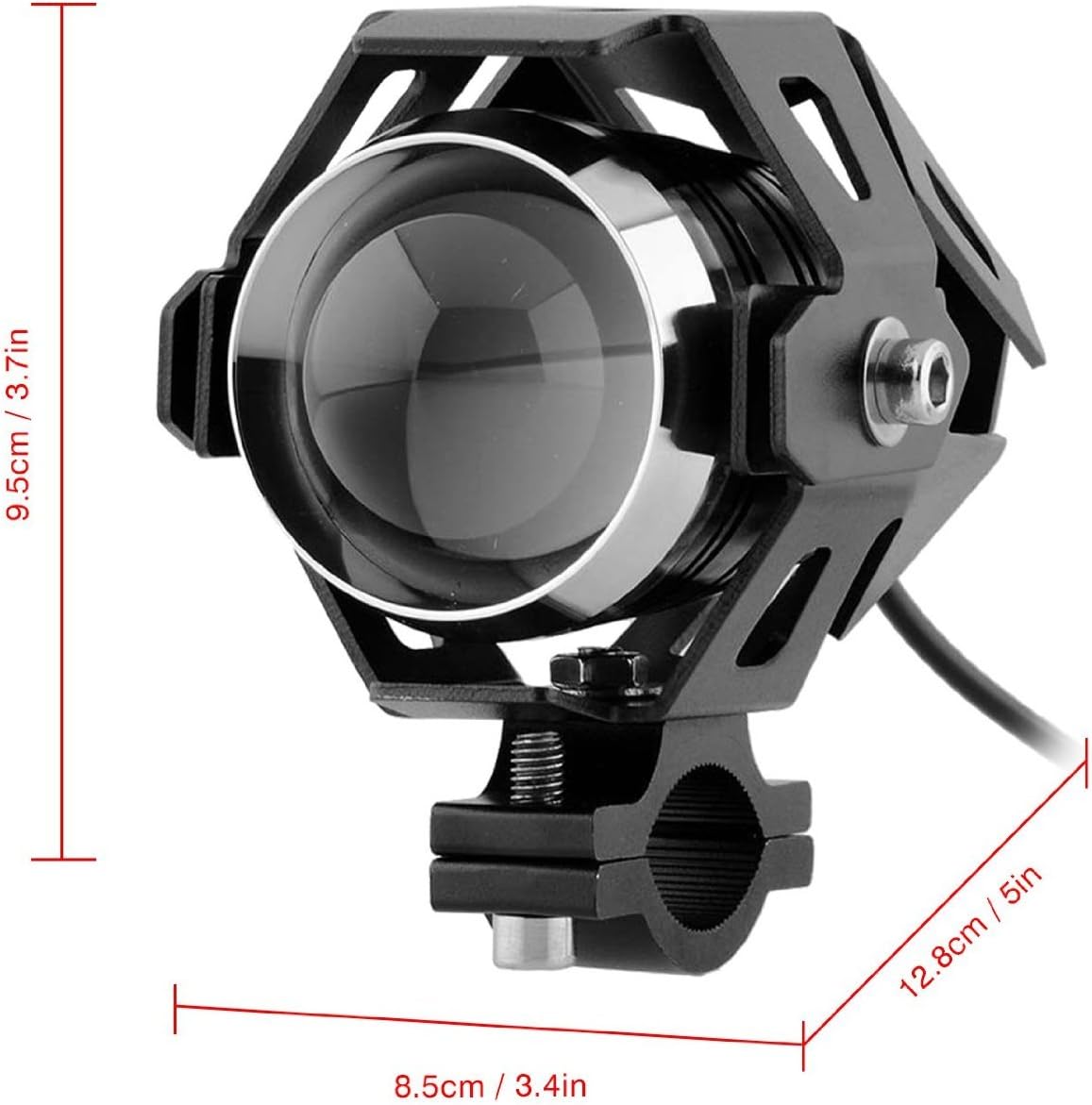 Motorcycle 125W U5 LED Driving Fog Head Spot Light White Lamp Headlight (Black)