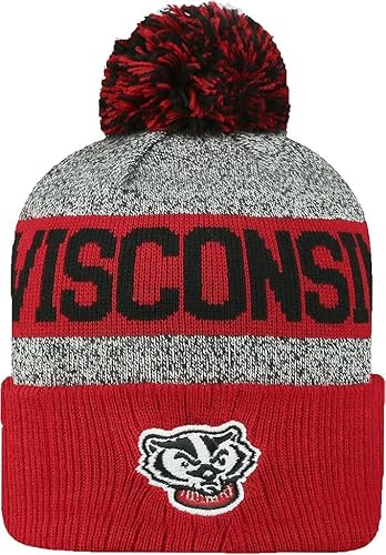 Collegiate Cuffed Knit Pom Winter Beanies (US, Alpha, One Size, Wisconsin)