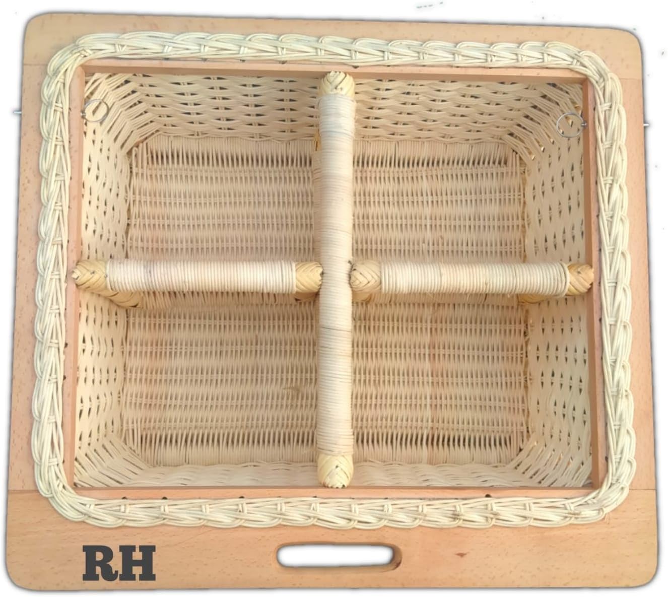 Wicker Basket for Modular Kitchen with 4 PARTITION (18 W X 20 L X 6 H (INCHES Including Channel)