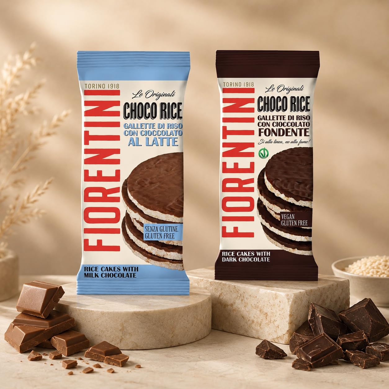 Gallette Assortite Personalizzabili per Fiorentini - 6 Confezioni a Scelta tra Mais, Riso e Super Protein - Gusti Cioccolato Fondente, Pistacchio, Caramello Salato, Latte, Arancia, Fragola, Mirtillo