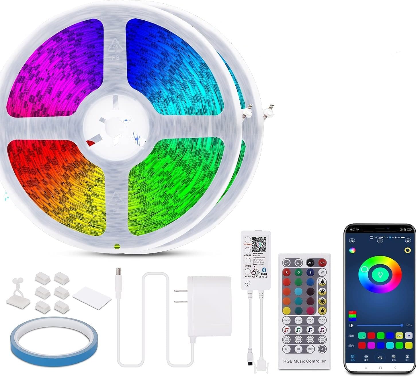 LED Lights for Bedroom, 100ft(2 Rolls of 50ft) LED Strip